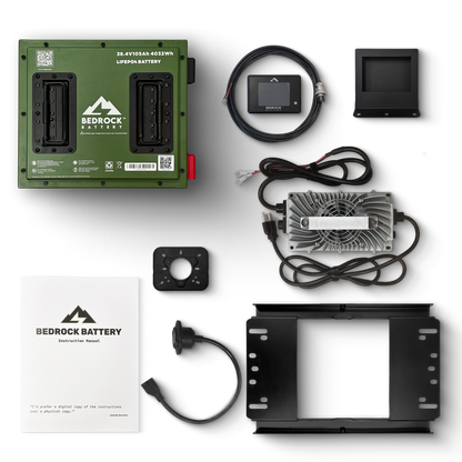 Bedrock Battery 36V 105Ah Lithium Conversion Kit Inclusion with Touch Display Charge Meter for Club Car DS