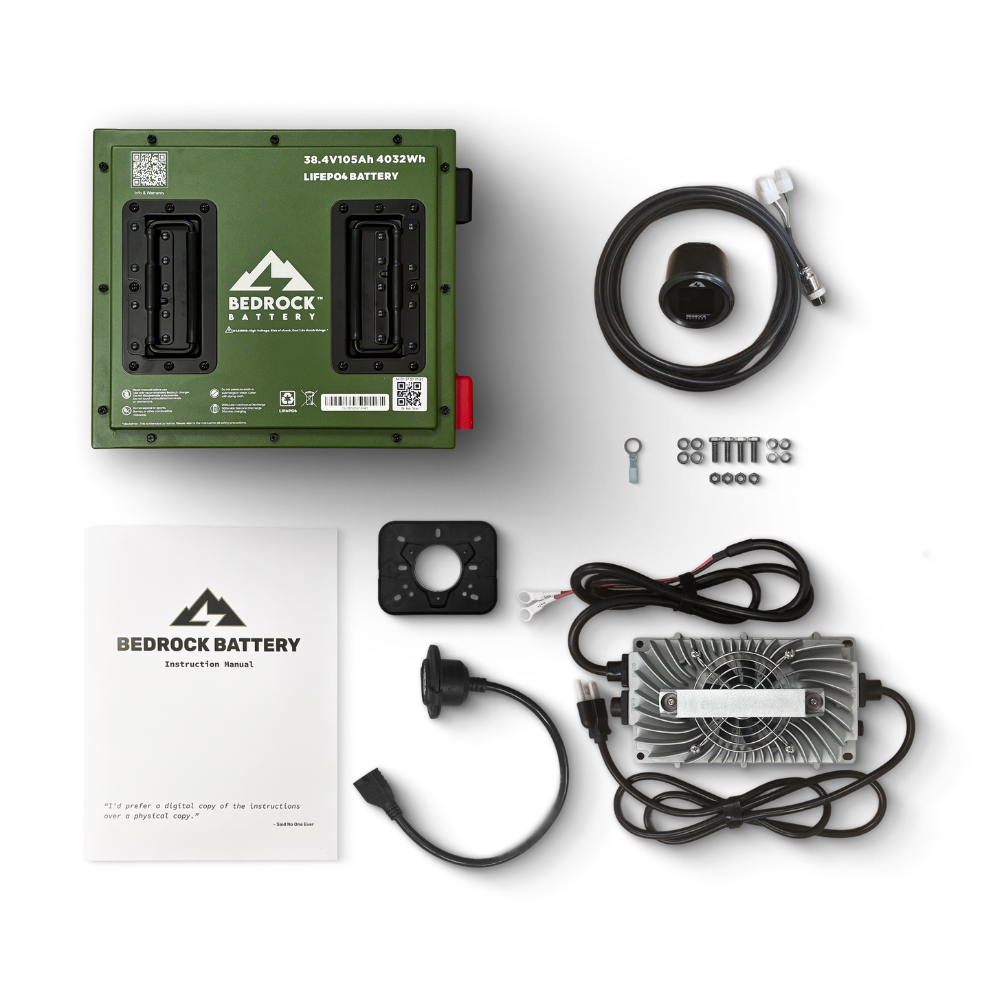 Bedrock Battery 36V 105Ah Lithium Conversion Kit Inclusion with Round Charge Meter