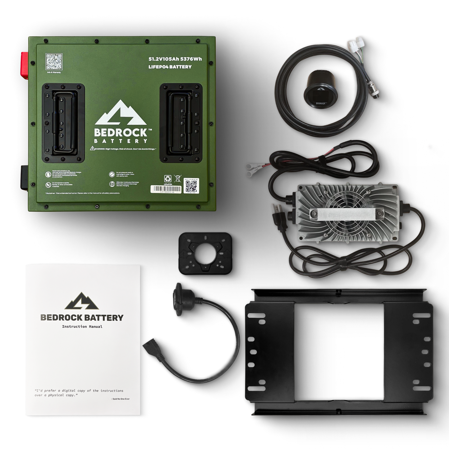 Bedrock Battery 48V 105Ah Compact Lithium Conversion Kit Inclusion with Round Charge Meter - Club Car DS