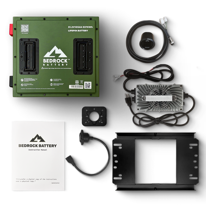 Bedrock Battery 48V 105Ah Compact Lithium Conversion Kit Inclusion with Round Charge Meter - Club Car DS
