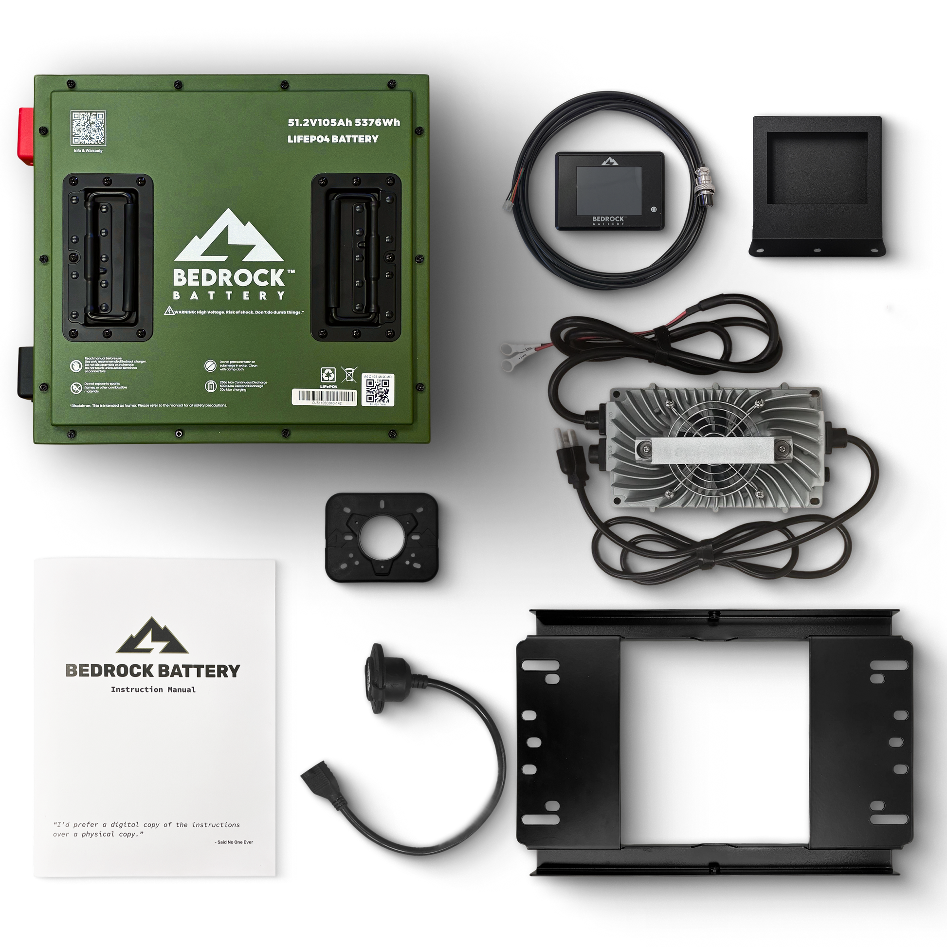 Bedrock Battery 48V 105Ah Compact Lithium Conversion Kit Inclusion with Touch Display Charge Meter - Club Car DS
