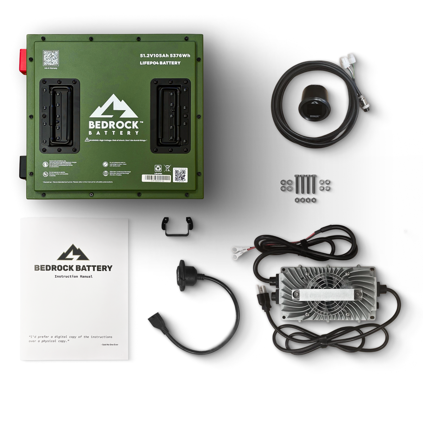 Bedrock Battery 48V 105Ah Compact Lithium Conversion Kit Inclusion with Round Charge Meter - Club Car Precedent / Onward / Tempo