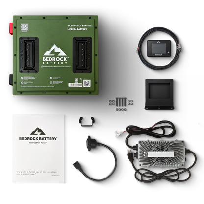 Bedrock Battery 48V 105Ah Compact Lithium Conversion Kit Inclusion with Touch Charge Meter - Club Car Precedent / Onward / Tempo