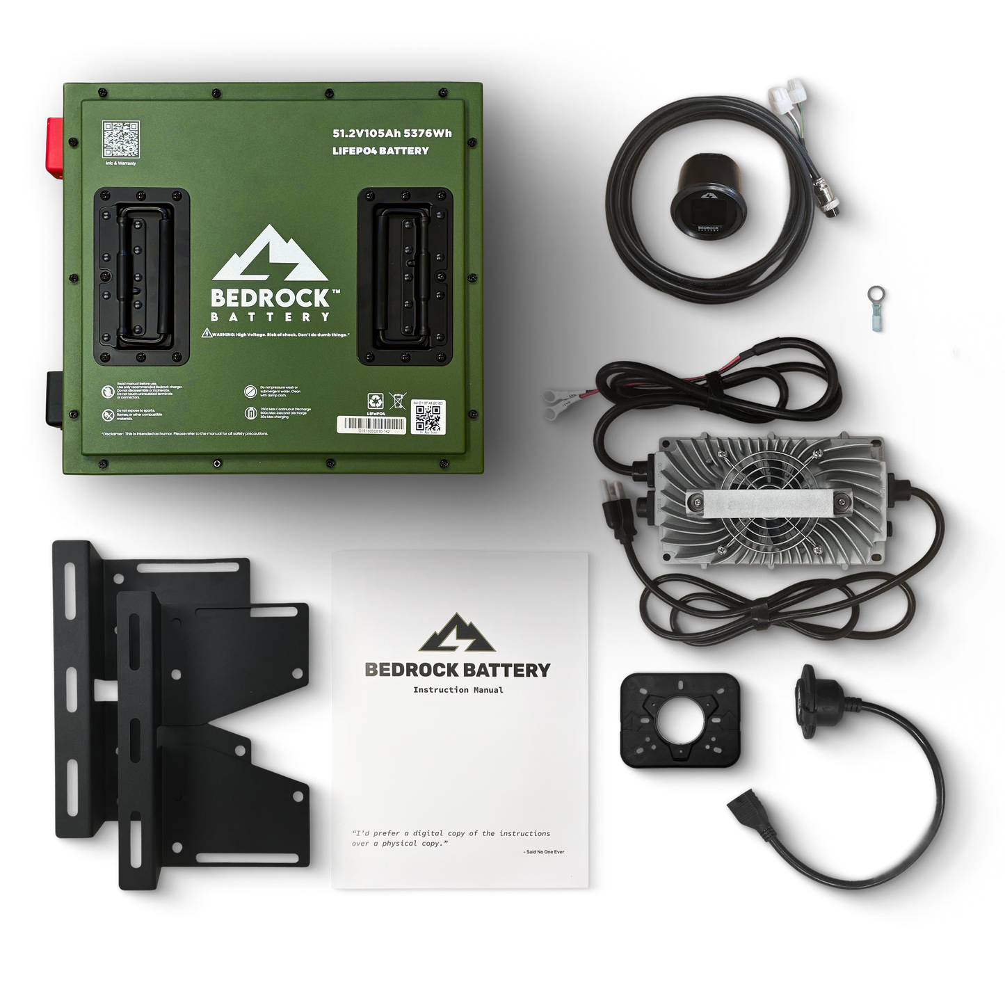 Bedrock Battery 48V 105Ah Compact Lithium Conversion Kit Inclusion with Round Charge Meter - Other Carts