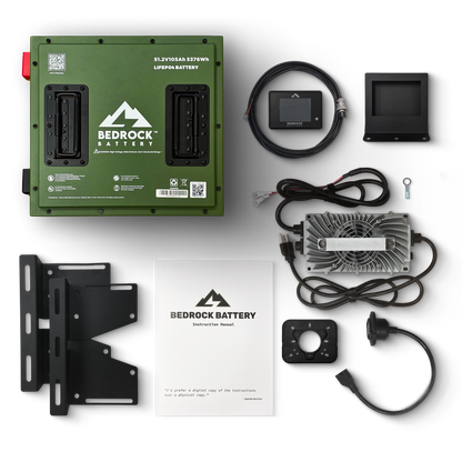 Bedrock Battery 48V 105Ah Compact Lithium Conversion Kit Inclusion with Touch Display Charge Meter - Other Carts