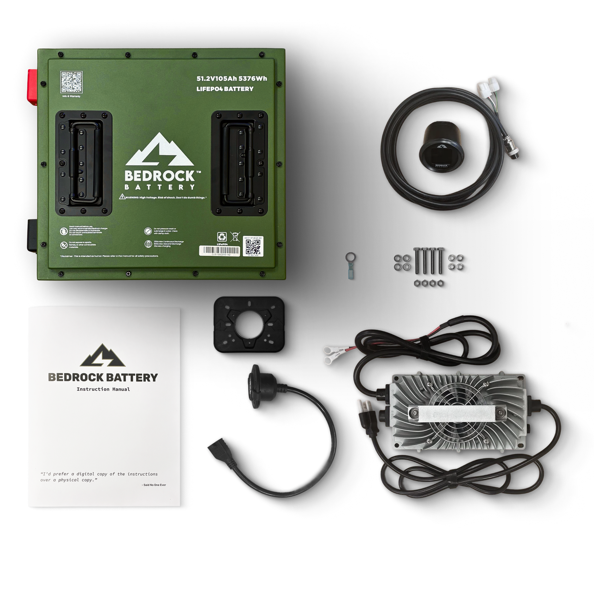 Bedrock Battery 48V 105Ah Compact Lithium Conversion Kit Inclusion with Round Charge Meter - EZGO RXV (Plastic tray)