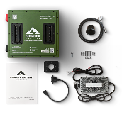 Bedrock Battery 48V 105Ah Compact Lithium Conversion Kit Inclusion with Round Charge Meter - EZGO RXV (Plastic tray)
