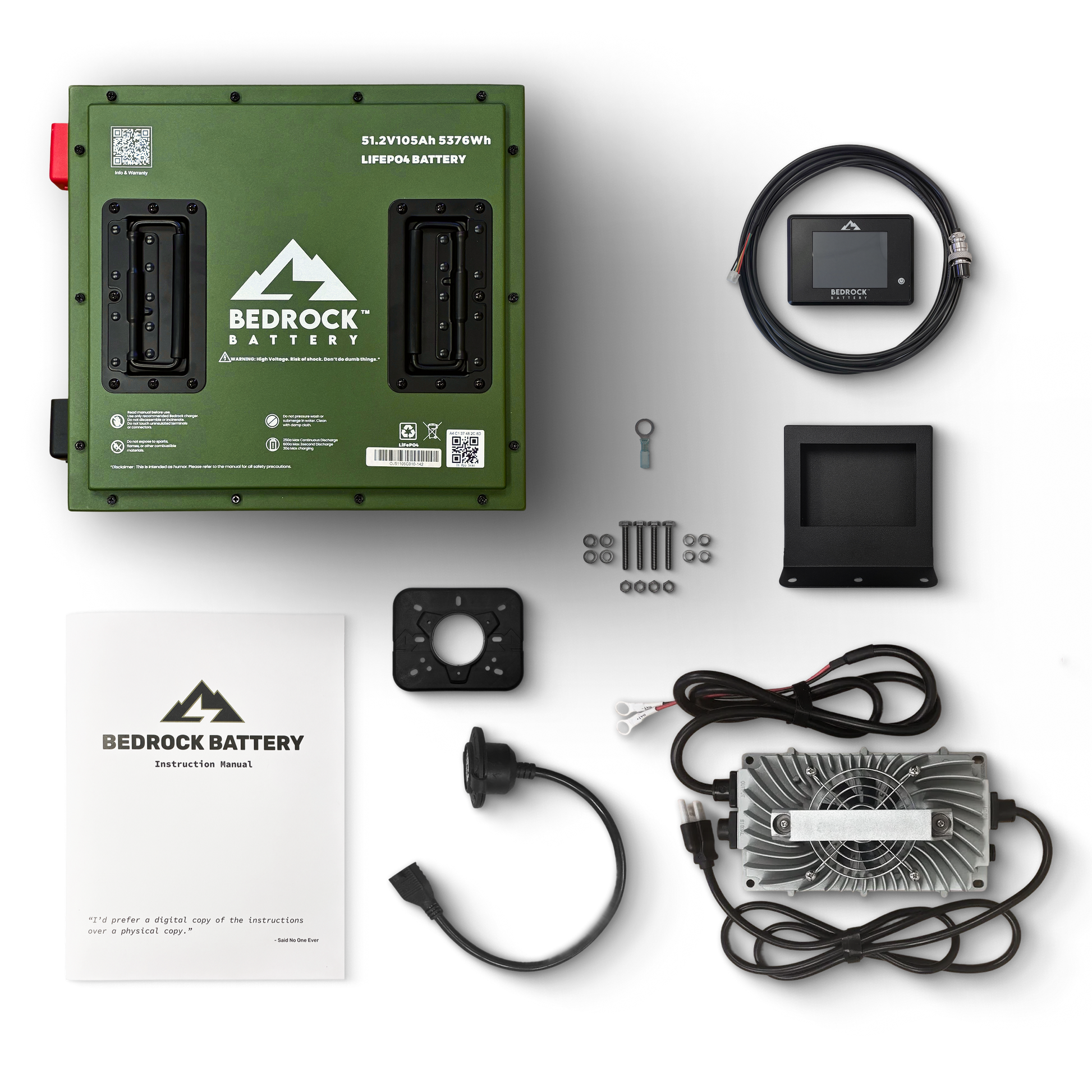 Bedrock Battery 48V 105Ah Compact Lithium Conversion Kit Inclusion with Touch Display Charge Meter - EZGO RXV (Plastic tray)