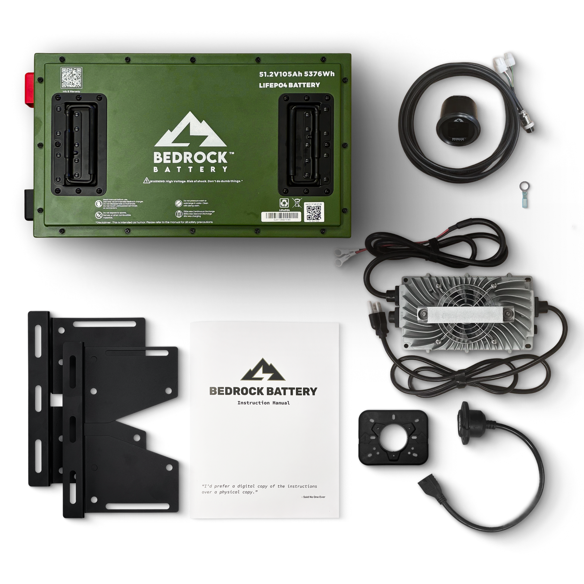Bedrock Battery 48V 105Ah Slim Lithium Conversion Kit Inclusion with Round Charge Meter 
