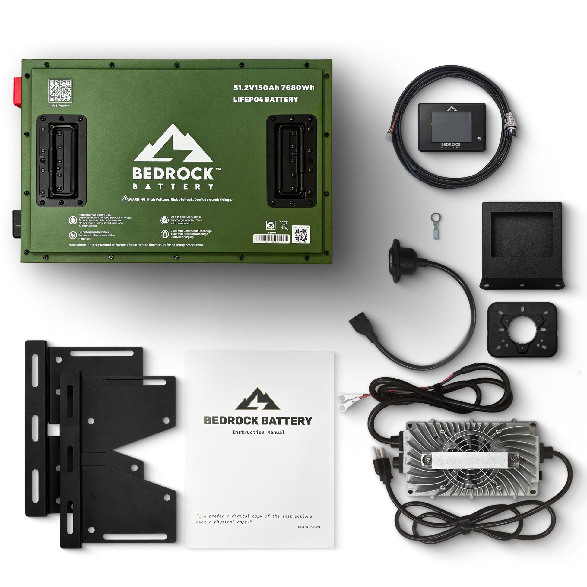 Bedrock Battery 48V 150Ah Lithium Conversion Kit Inclusion with Touch LCD Charge Meter - Other Cart