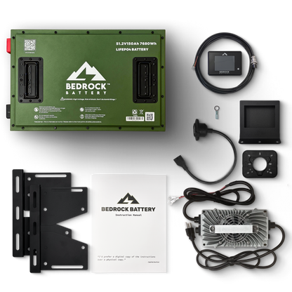 Bedrock Battery 48V 150Ah Lithium Conversion Kit Inclusion with Touch LCD Charge Meter - Other Cart