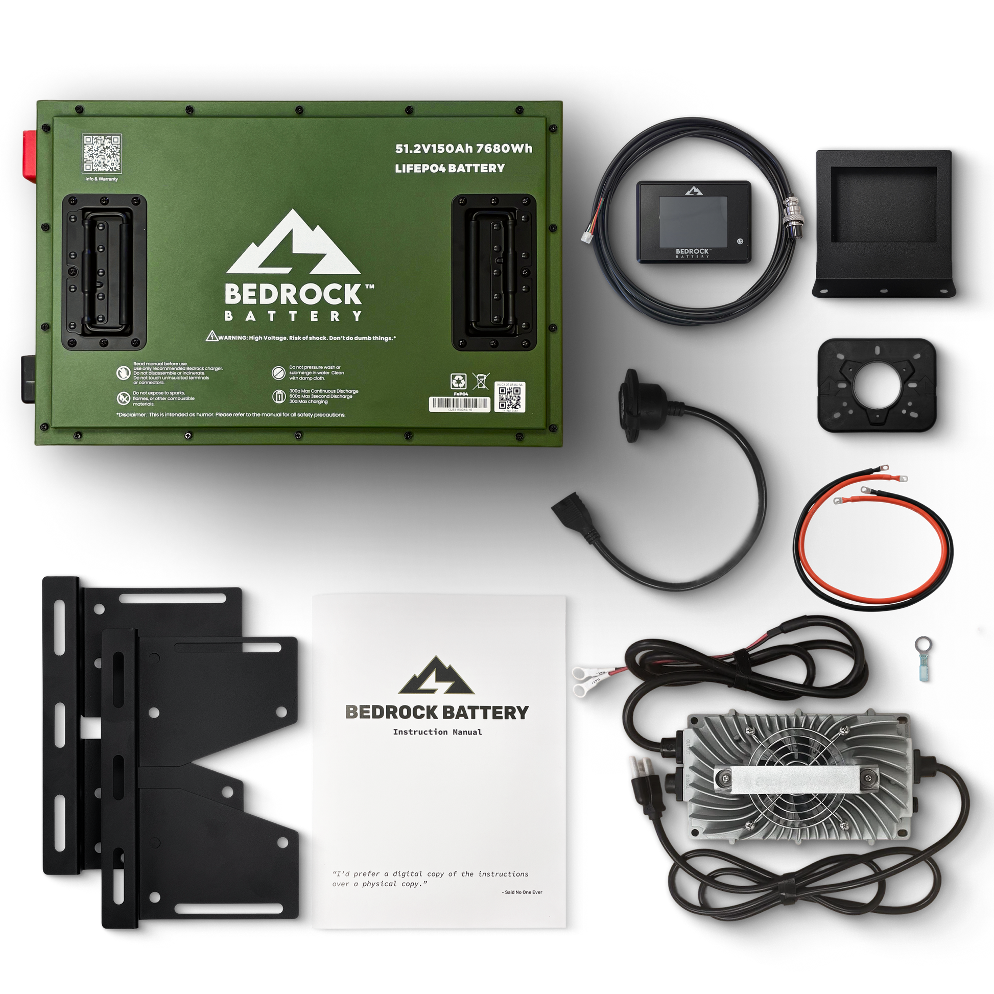 Bedrock Battery 48V 150Ah Lithium Conversion Kit Inclusion with Touch LCD Charge Meter - Yamaha Drive / Drive 2