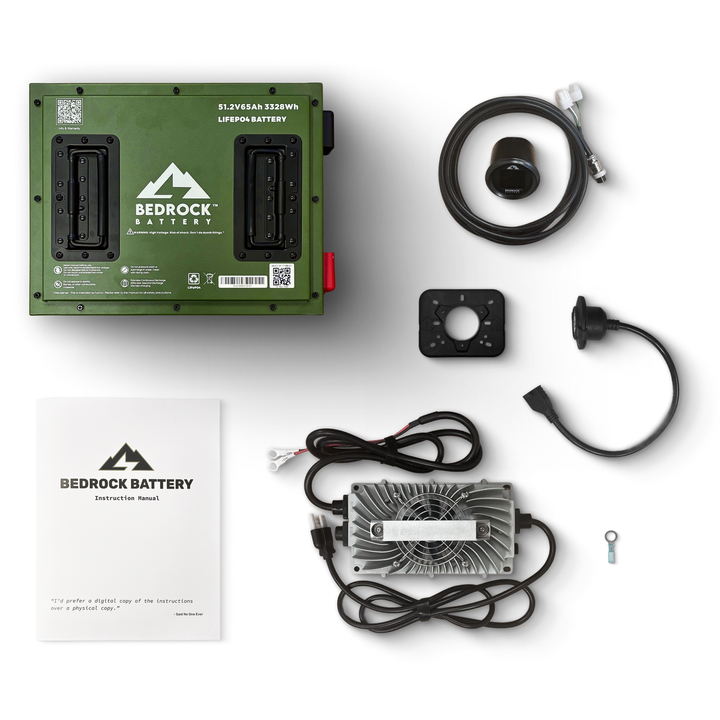 Bedrock Battery 48V 65Ah Slim Lithium Conversion Kit Inclusion with Round Charge Meter
