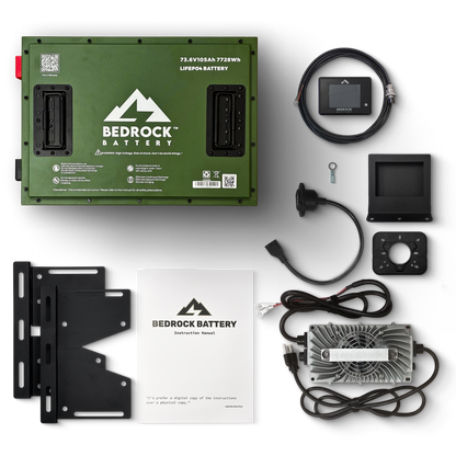 Bedrock Battery 72V 105Ah Lithium Conversion Kit Inclusion with Touch LCD Charge Meter - Other Cart