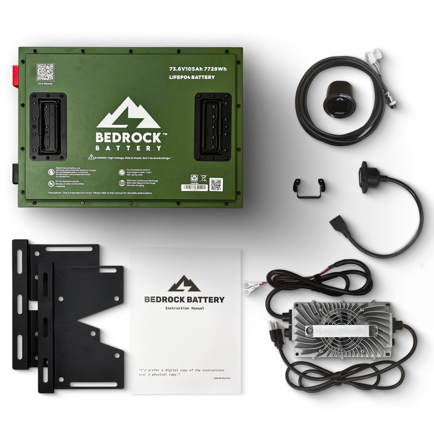 Bedrock Battery 72V 105Ah Lithium Conversion Kit Inclusion with Round Charge Meter - Club Car Precedent 09+ / Onward / Tempo