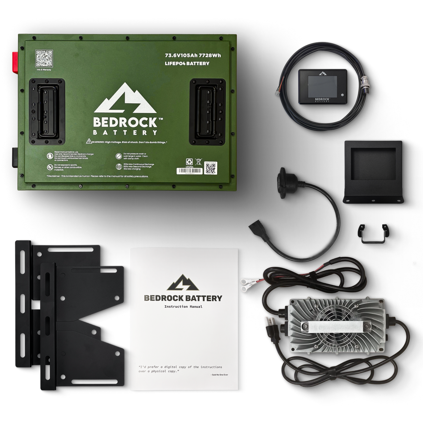 Bedrock Battery 72V 105Ah Lithium Conversion Kit Inclusion with Touch LCD Charge Meter - Club Car Precedent 09+ / Onward / Tempo