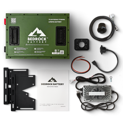 Bedrock Battery 72V 105Ah Lithium Conversion Kit Inclusion with Round Charge Meter - Yamaha Drive / Drive 2