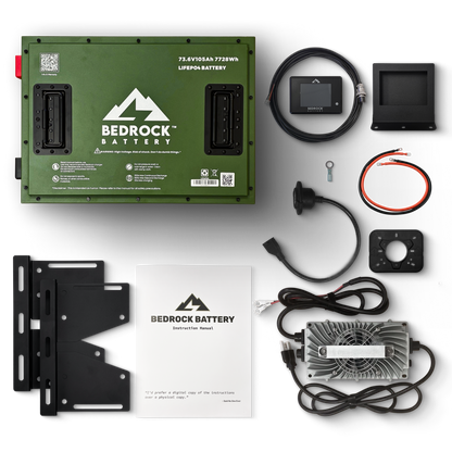 Bedrock Battery 72V 105Ah Lithium Conversion Kit Inclusion with Touch LCD Charge Meter - Yamaha Drive / Drive 2
