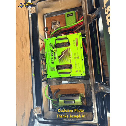 Bolt Energy 105AH 48 Volt MINI Golf Cart Lithium Battery - Professional Kit installed in a golf cart battery compartment. Customer photo.