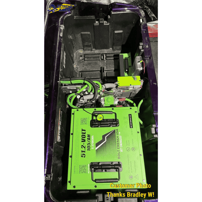 Bolt Energy 105AH 48 Volt MINI Golf Cart Lithium Battery - Professional Kit installed with controller and wiring in a golf cart. Customer photo.