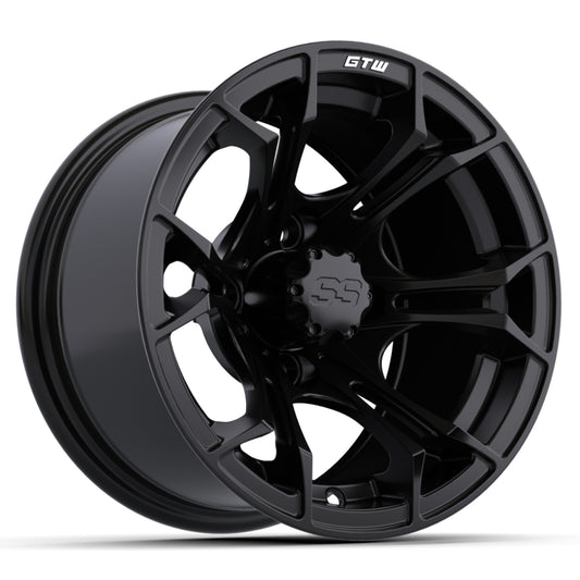 Wheel, 12X7 Spyder Et-.25, Matte Blk w/SS Cap