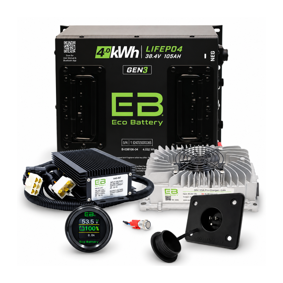 Eco Battery 36V 105Ah Lithium Bundle — Club Car DS, EZGO TXT & Yamaha G-Series