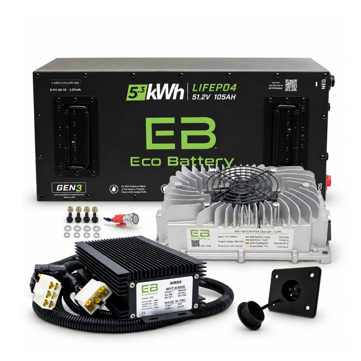 Eco Battery 48V 105Ah Skinny Bundle - Select your Cart