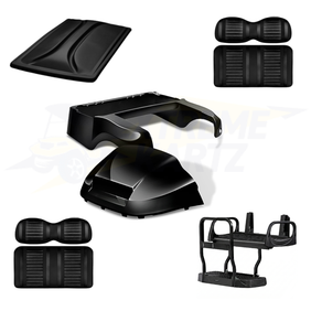 Precedent Factory Style 5pc Upgrade Kit:
Doubletake Body Kit - Black
Doubletake Extreme Seat -Black/Black
Doubletake 80" Top - Black
Doubletake Rear Seat Kit - Max5 (without cupholder)