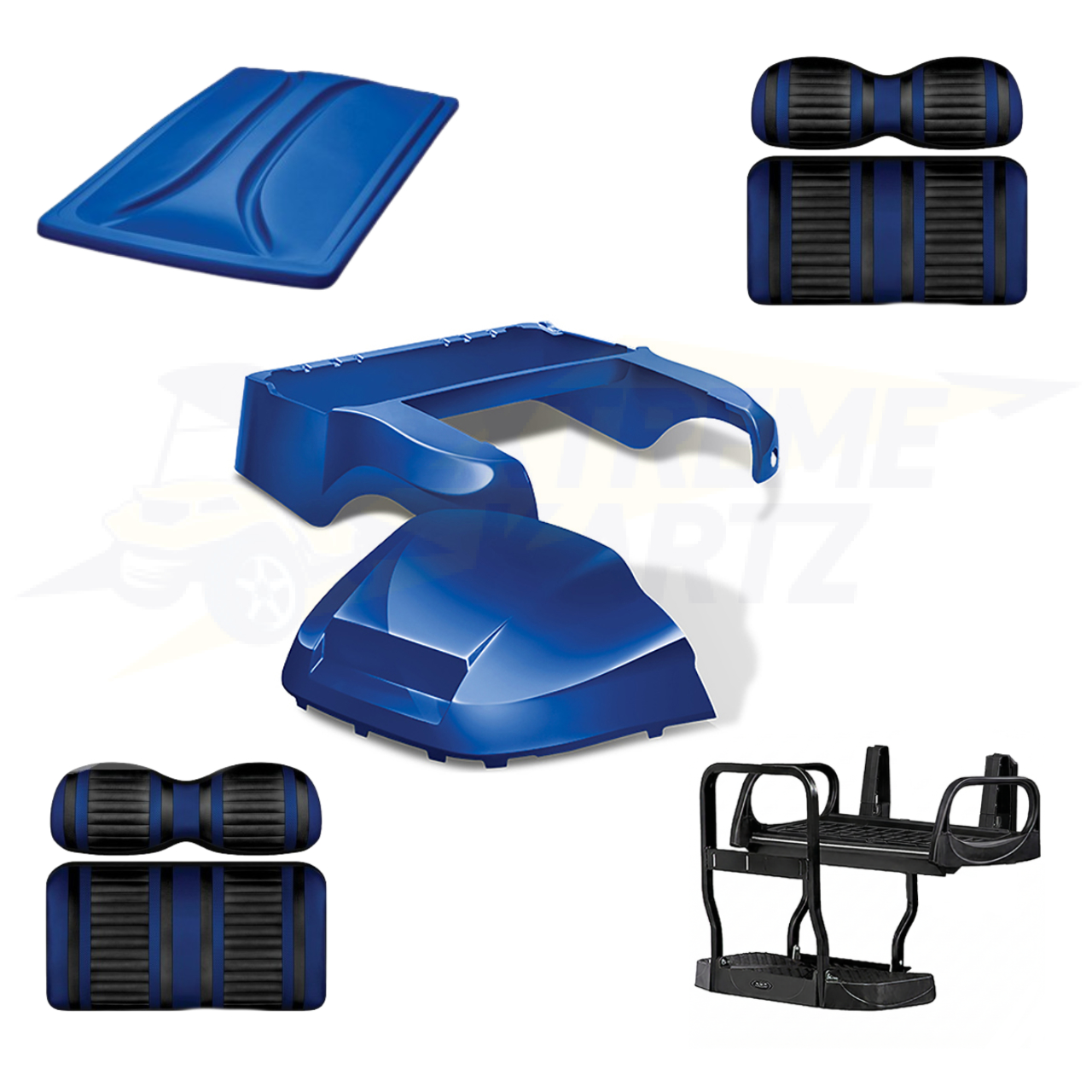 Precedent Factory Style 5pc Upgrade Kit-Body Kit - Blue, Extreme Seat -Black/Blue, 80" Top - Blue, Rear Seat Kit - Max5 (without cupholder)
