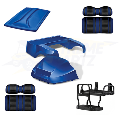 Precedent Factory Style 5pc Upgrade Kit-Body Kit - Blue, Extreme Seat -Black/Blue, 80" Top - Blue, Rear Seat Kit - Max5 (without cupholder)