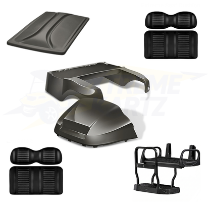 Precedent Factory Style 5pc Upgrade Kit:
Body Kit - Graphite, Extreme Seat -Black/Black, 80" Top - Graphite, Rear Seat Kit - Max5 (without Cupholder)
