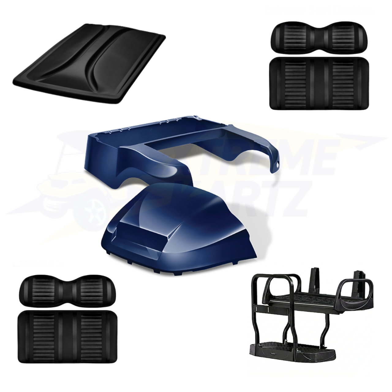 Precedent Factory Style 5pc Upgrade Kit-Doubletake Body Kit - Navy 
Doubletake Extreme Seat -Black/Black
Doubletake 80" Top - Black
Doubletake Rear Seat Kit - Max5 (without cupholder)