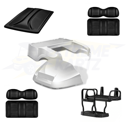 Precedent Factory Style 5pc Upgrade Kit:
Doubletake Body Kit - White
Doubletake Extreme Seat -Black/Black
Doubletake 80" Top - Black
Doubletake Rear Seat Kit - Max5 (without cupholder)