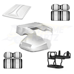 Precedent Factory Style 5pc Upgrade Kit:
Doubletake Body Kit - White
Doubletake Extreme Seat -Black/White
Doubletake 80" Top - White
Doubletake Rear Seat Kit - Max5 (without cupholder)