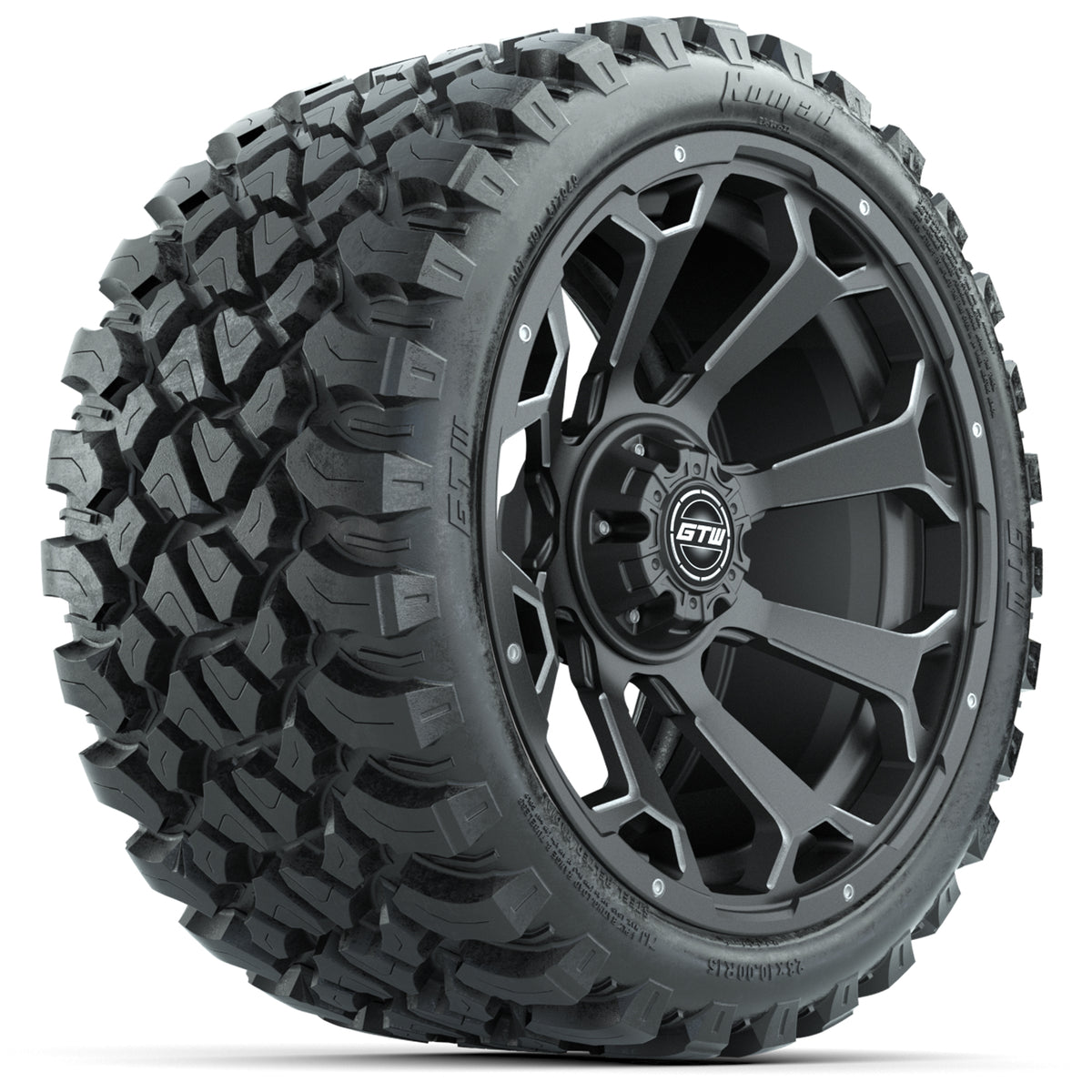 Set of (4) 15? GTW Raven Matte Gray Wheels with 23x10-R15 Nomad All-Terrain Tires