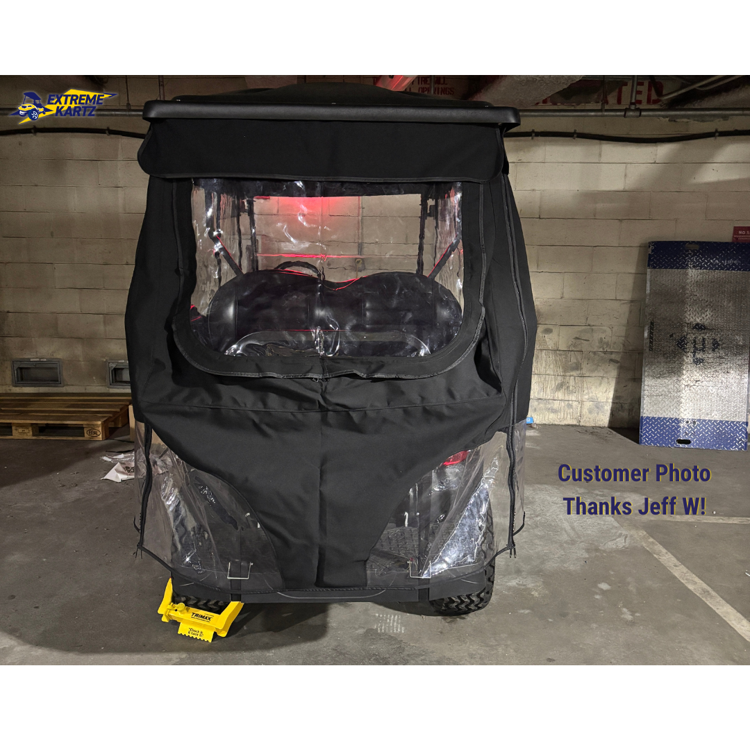 Rear view of DoubleTake 4 Passenger Enclosure for 80-inch top.