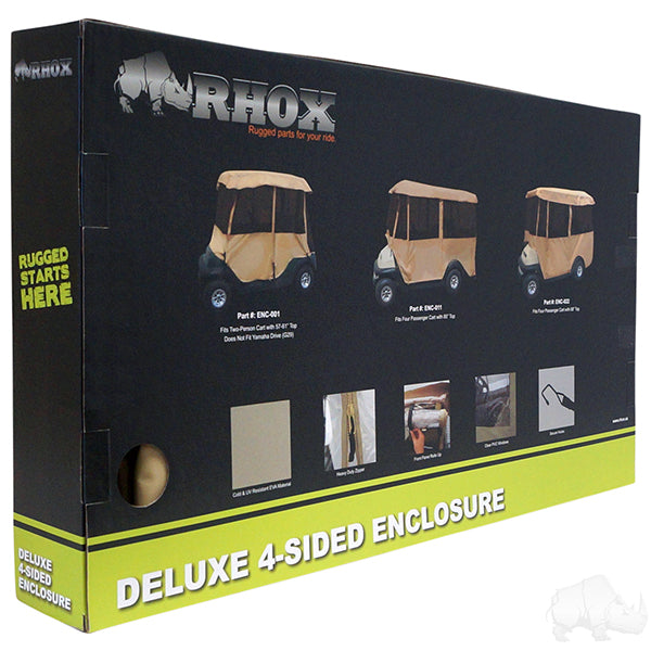 RHOX Deluxe Vinyl 4-Sided Golf Cart Enclosure - Tan