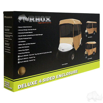 RHOX Deluxe Vinyl 4-Sided Golf Cart Enclosure - Tan