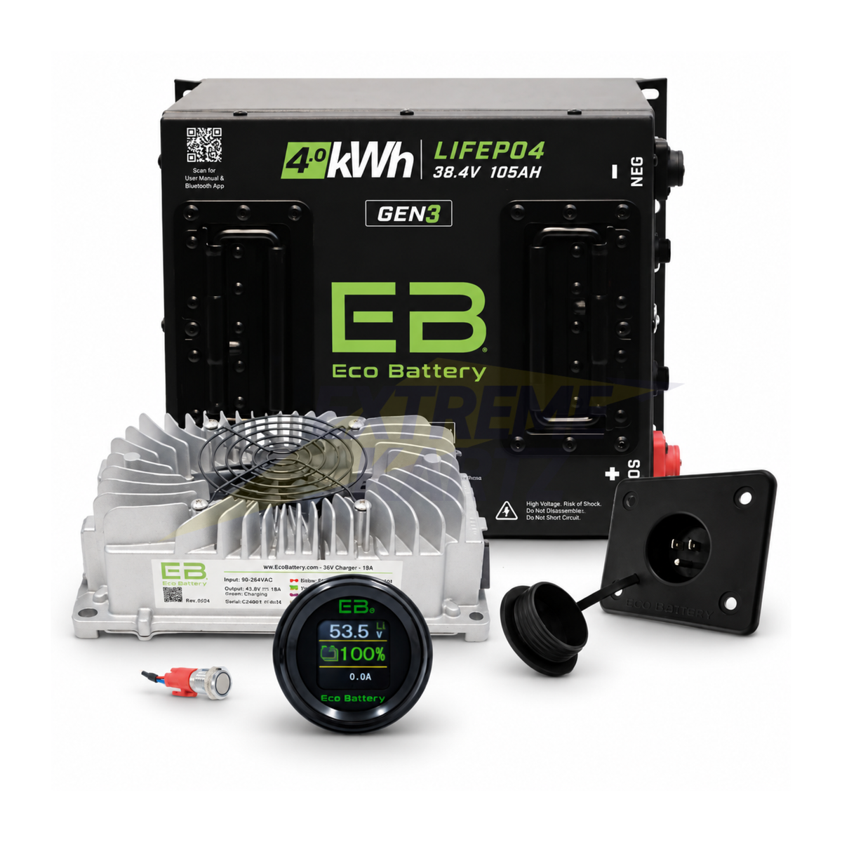 Eco Battery 36V 105Ah Lithium Bundle — Club Car DS, EZGO TXT & Yamaha G-Series