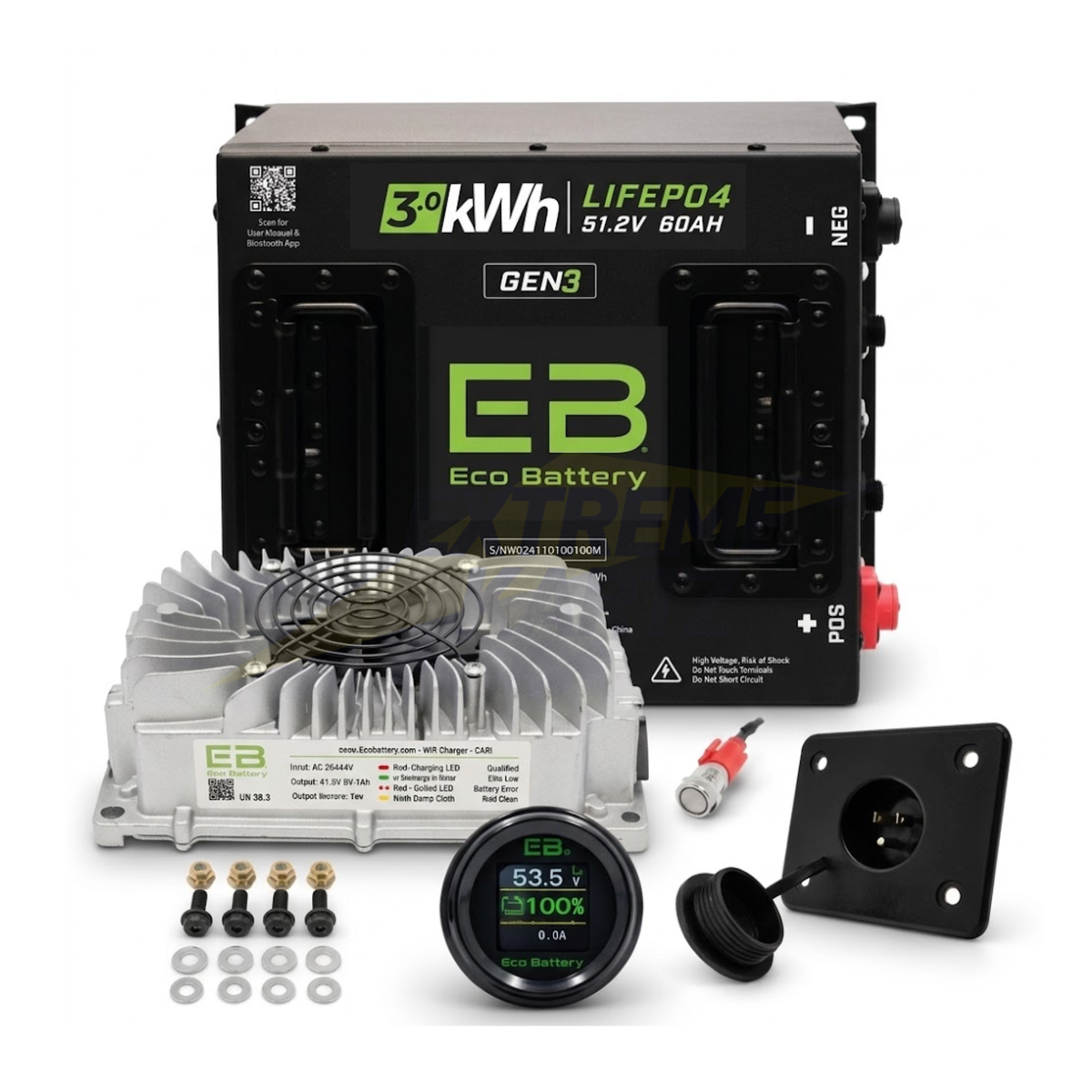Eco Battery 48V 60Ah Lithium Bundle Kit