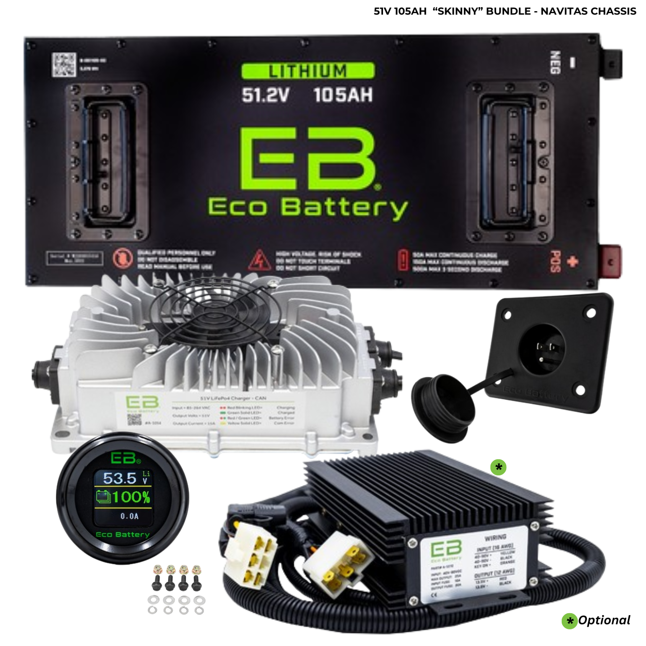 Eco Battery 48v 105ah Skinny GEN2 Lithium Battery Bundle