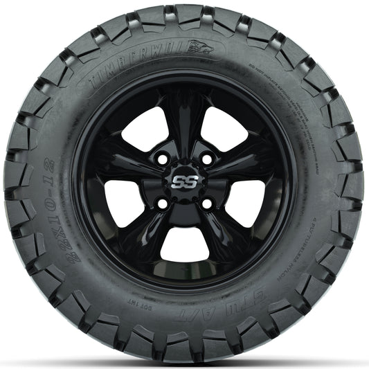 Set of (4) 12 in GTW Godfather Wheels with 22x10-12 GTW Timberwolf All-Terrain Tires