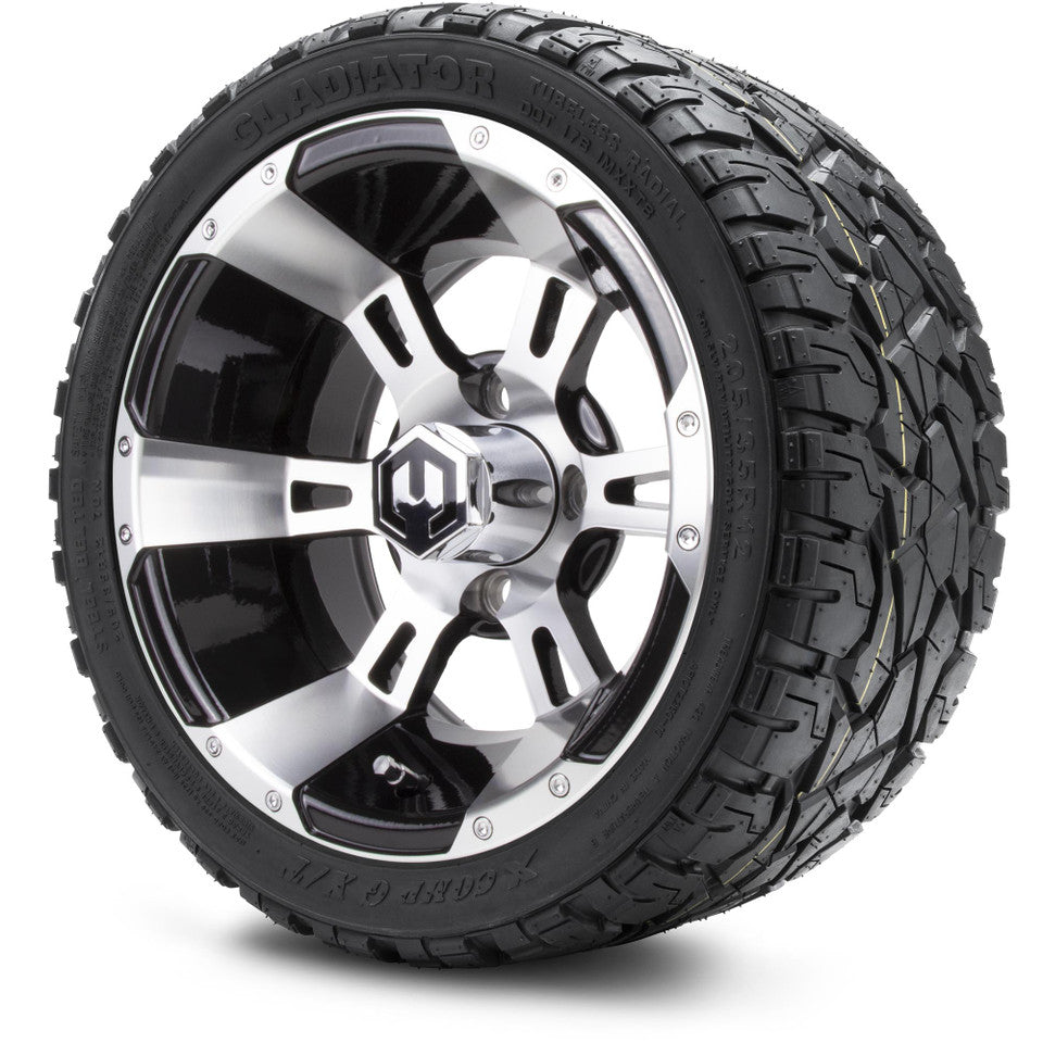12" MODZ Ambush Machined Black- Tire and Wheel Combo