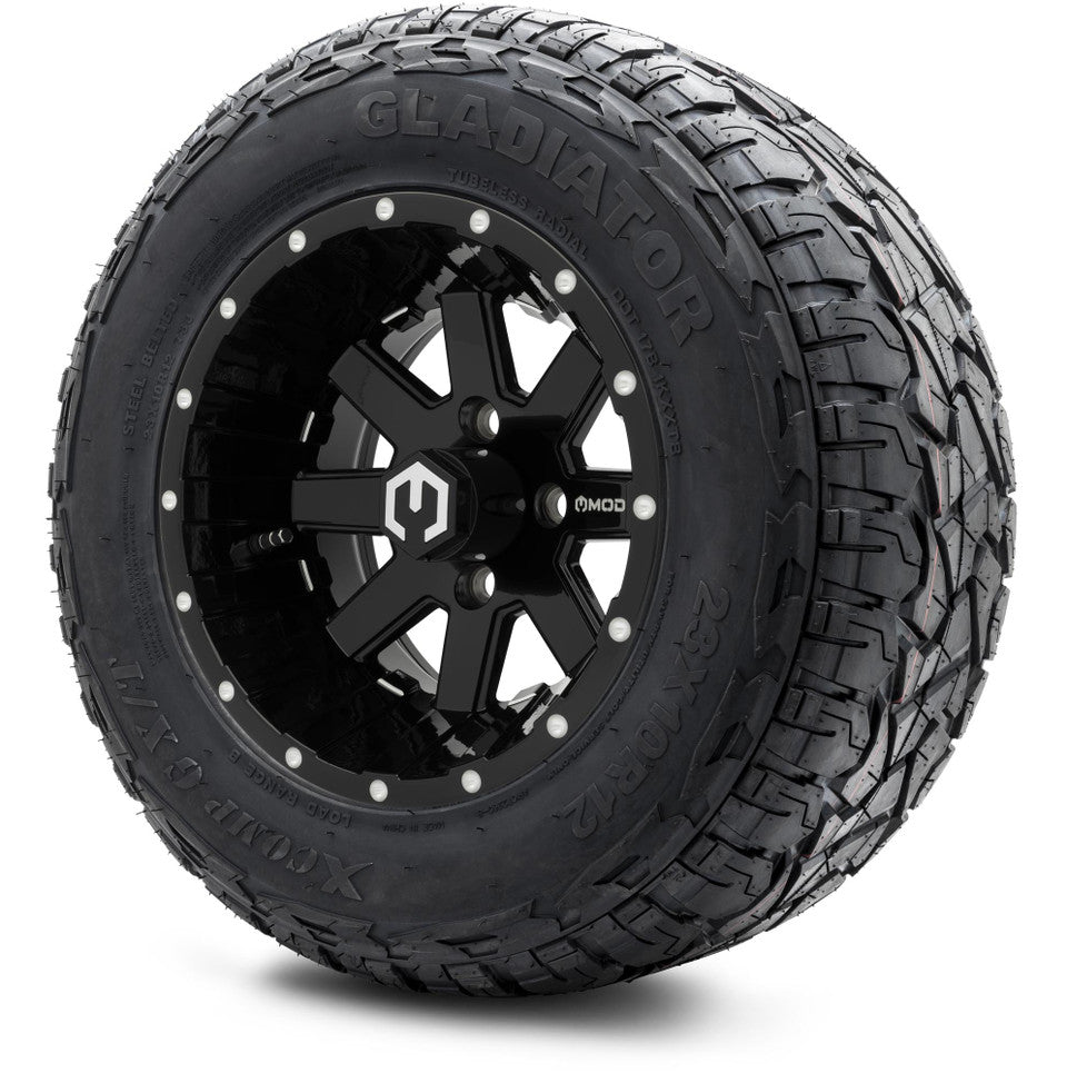 12" MODZ Assault Glossy Black - Tire and Wheel Combo