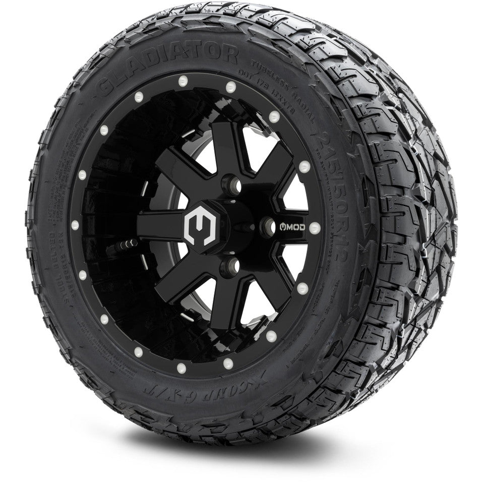 12" MODZ Ambush Glossy Black - Tire and Wheel Combo