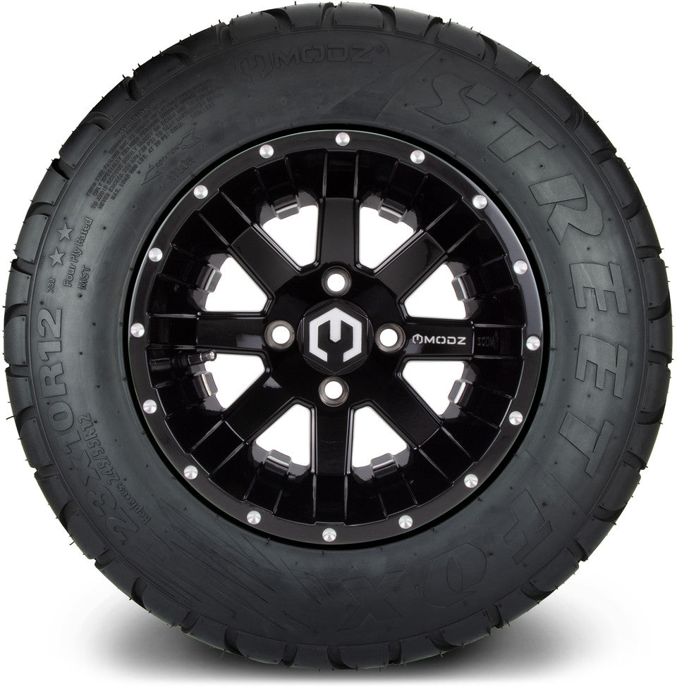 12" MODZ Assault Glossy Black - Tire and Wheel Combo