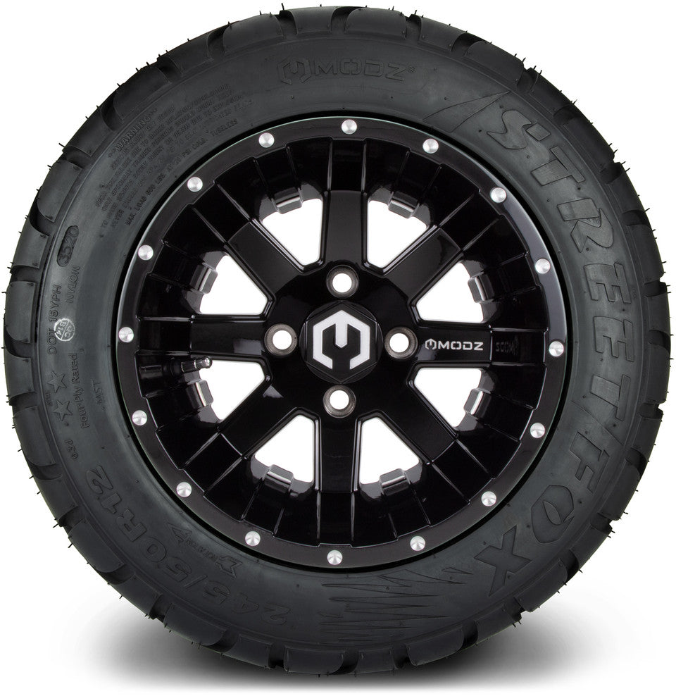 12" MODZ Ambush Glossy Black - Tire and Wheel Combo