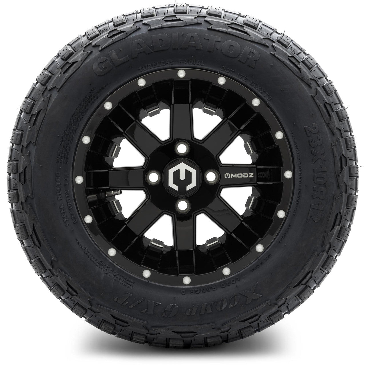 12" MODZ Assault Glossy Black - Tire and Wheel Combo