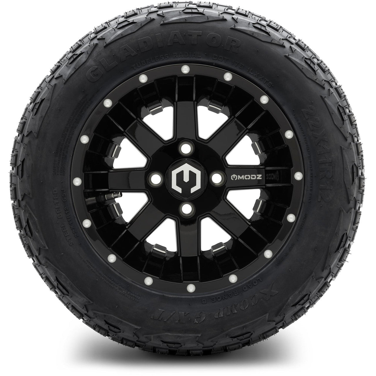 12" MODZ Assault Glossy Black - Tire and Wheel Combo