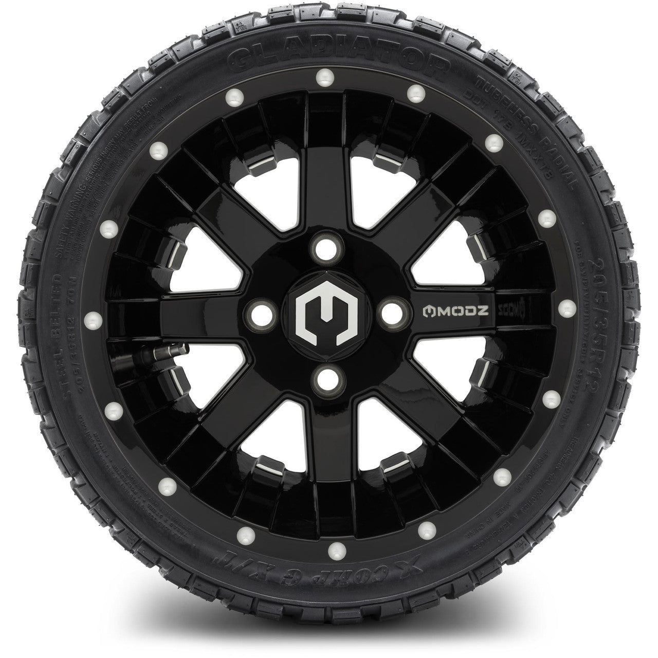 12" MODZ Assault Glossy Black - Tire and Wheel Combo